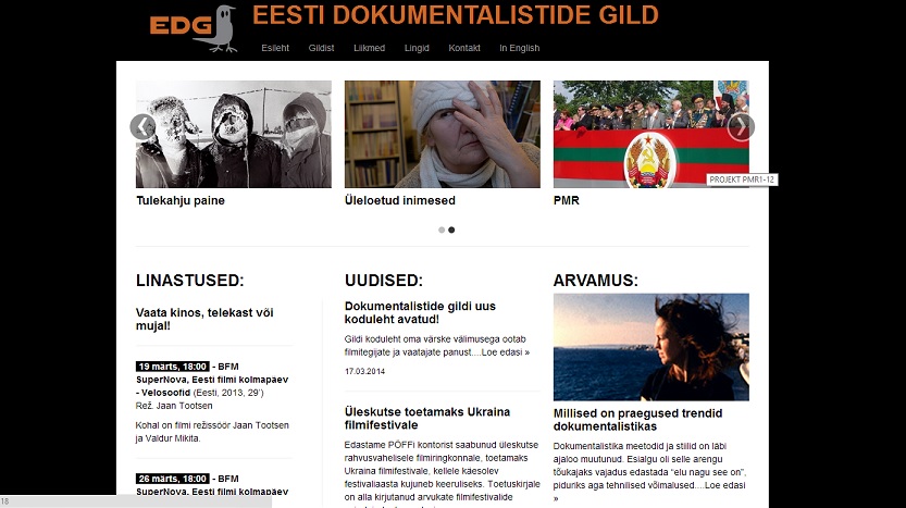 Vaade dokfilm.ee avalehele. Kuvatõmmis: Müürileht.