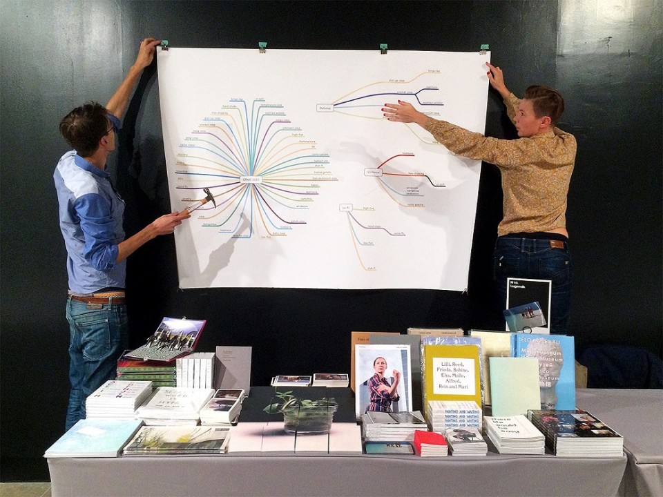 NY Art Book Fair, Paul Kuimet and Laura Toots from an Estonian publisher and bookshop Lugemik, MoMA PS1, 2014. Photo: Lugemik.