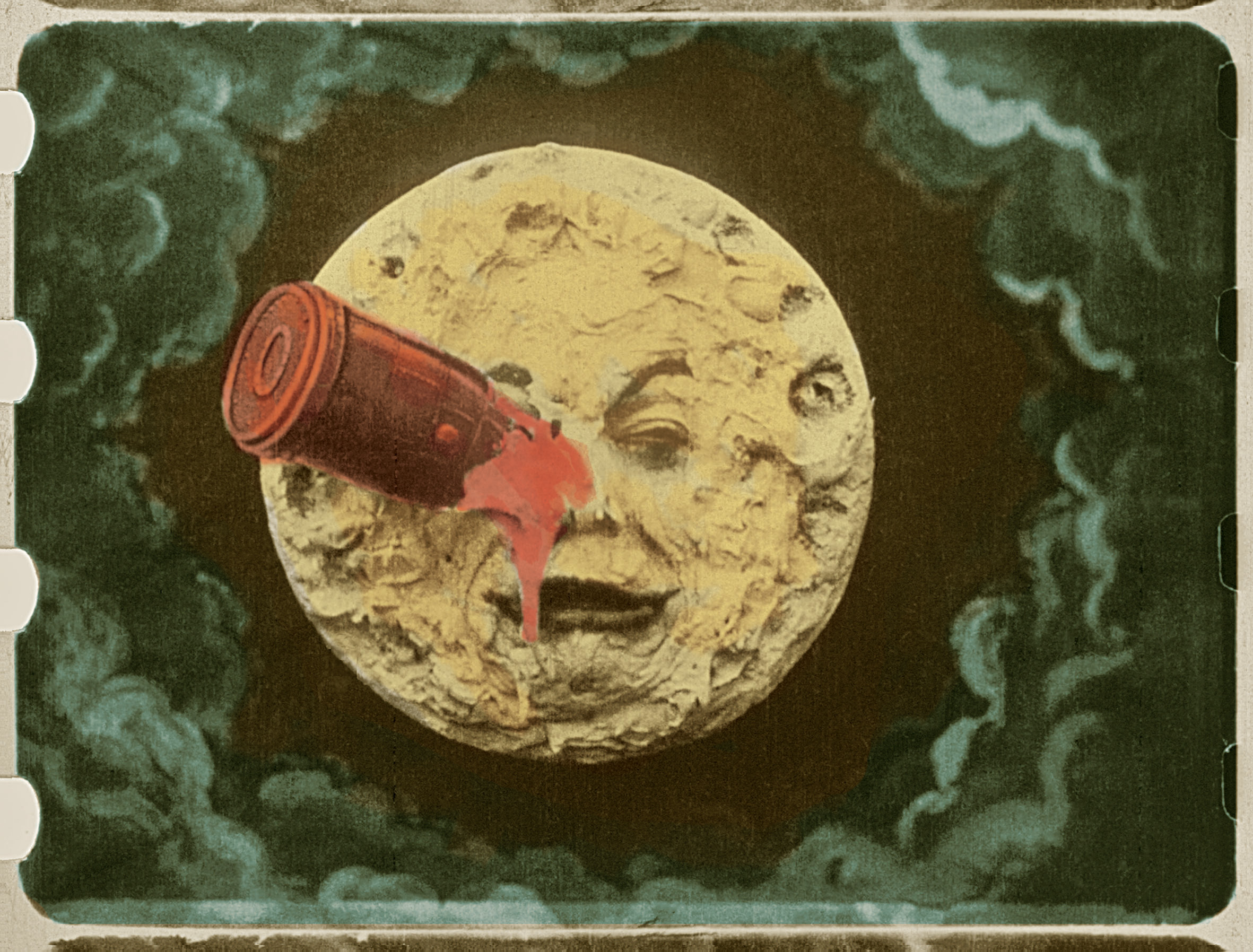 Pildil ainus säilinud käsitsivärvitud kaader Georges Méliès'i filmist „Reis Kuule” (1902). Foto: Wikimedia Commons